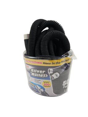 Pocket Hose Silver Bullet Expandable 50 Ft Garden No Kink Lightweight Garden